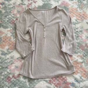Women's Beige V-Neck Top
